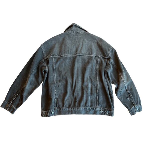 We The Free Jolene Trucker Distressed Denim Jacket Size L Black Goth Streetwear - Picture 3 of 12
